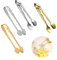 VIDSTW 4 Stück Mini Zuckerzange, Edelstahl Eiswürfelzange, Zwei Arten Candybar Zangen mit Rosengriff, Zuckerzange Klein, für Zuckerwürfel Eiswürfel Desserts Buffets Picknicks (Gold Silber)