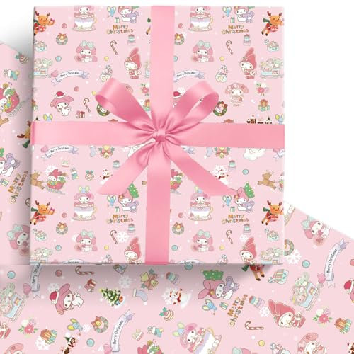 HOOKTA 5 Stück Kitty Geschenkpapier 51 x 75 cm Kraftpapier Langlebig Geschenkpapierbögen für Kindergeburtstage Party Festliche Dekoration (Pink Bunny)