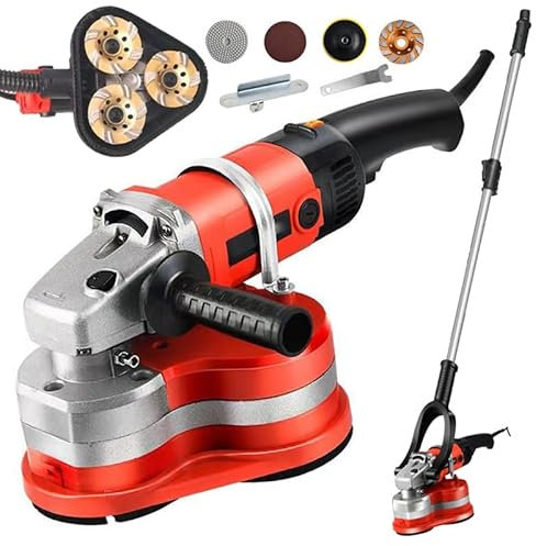Concrete Sander, Angle Grinder, Plug-in Floor Grinding Machine, 6 Variable Speed, with Extendable Handle, for Rough Wall Planing/stone Grinding/metal Rust Removal/concrete Grinding