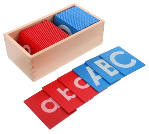 Toyvian Set Tavola Alfabeto Montessori in Carta Vetrata per Ragazzo Ragazza, Lettere Alfabetiche in Legno, Strumenti Educativi per Apprendimento Linguistico Prescolare e Asilo, Gioco