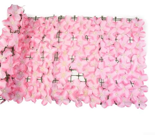 Sumsoctober 1pc Artificial Blossom Leaf Fence Screen, Screening Trellis Garden Flowers Privacy Hedge For Balcony Outdoor Garden Wall Mat Decoration(pink)