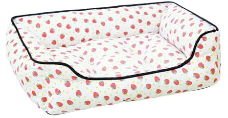 RATEJNDGT Hundbädd kennel alla årstider universell husdjur sovmatta kattsäng-polyester bomull fyrkantig bo röd jordgubbe-nr 3 65 x 55 cm lämplig för 20 kattungar