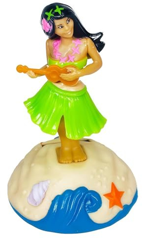 1Pc Solar Powered Dancing Figures Decoration, Hawaiian Green Hula Dance Girl Solar Shaking Head Figure Ornaments Car Dashboard Interior Decoration