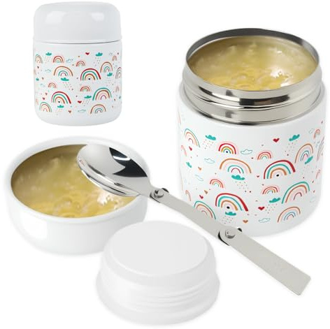 kiptyg Thermobecher Essen 300ml, Edelstahl Isolierbecher für Kinder & Erwachsene – Thermo Essensbehälter Warmhaltend 6-12h, absolut Dicht mit Klapplöffel, Ideal für Schule, Büro & Unterwegs BPA-Frei