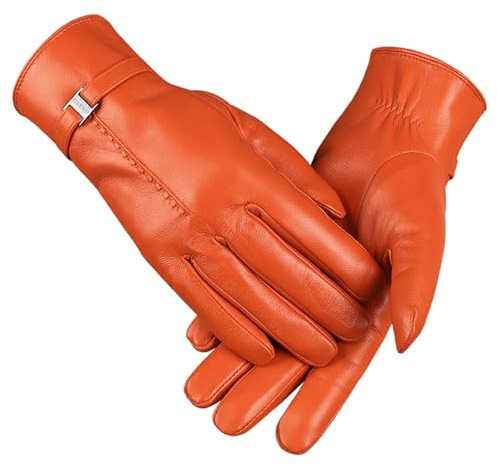 lederhandschuhe damen, Lederhandschuhe Damen Fleece Touchscreen Kaschmirhandschuhe Thermohandschuhe Warm Bequem Autofahrerhandschuhe Strickhandschuhe Elegant Gefüttert Handschuhe Wollhandschuhe