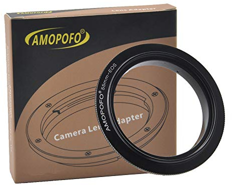 EF-55mm Retroadapter/Umkehrring, für EF-S Kameras 70D,77D,80D,10D,20D,30D,40D, 50D,5D,5D Mark II,5D Mark III, 5D Mark IV,5DS,5DS R, zum umgekehrten Anschrauben eines Objektivs für Makroaufnahmen