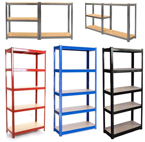 Shelving Unit Garage Storage Shelves 180x90x40cm 5 Tier Metal Shelf Rack Boltless Design Height Adjustable for Garage Home Shop Shed Industrial Warehouse(Blue)