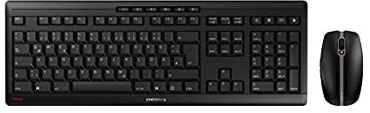 CHERRY STREAM DESKTOP, Wireless Desktop Set, UK Layout (QWERTY), 2.4 GHz RF, Quiet Keystrokes, Flat Keys, Battery-Operated, Black