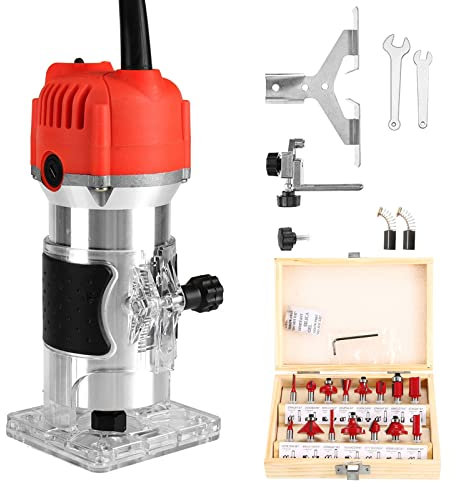 Fresatrice Verticale Legno 800W, Elettrica 30000R/Min Rifilatore Per Legno Con 15 Set Di Frese, Bordo Legno Laminato Trimmer Manuale Elettrico, Fresa A Una Mano, Per Lavorazione Del Legno