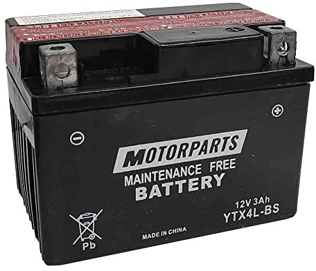 BATTERIA MOTORPARTS MINARELLI YTX4L-BS 12V 3AH COMPATIBILE CON PIAGGIO ZIP 2T 50 2T 08 > 13 SENZA MANUTENZIONE COMPLETA SPECIFICA MOTO SCOOTER