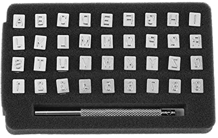 Akozon 36 Stück Schlagbuchstaben, 36 Stück aus Stahl, Nummer Leder, Stempel, Werkzeug, Buchstaben, Punch, Alphabet, Stempel, für Stanzen, Basteln, Handwerk, Drucken, 6 mm, Werkzeug, Stanzen, 26