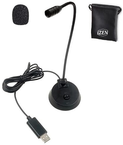 iZEN USB PC Microphone, Computer Recording Condenser Cardioid Mic for Laptop, Mac, PS4 - Voice Recording, Podcasting, Skype, YouTube, Gaming microphone USB, Streaming