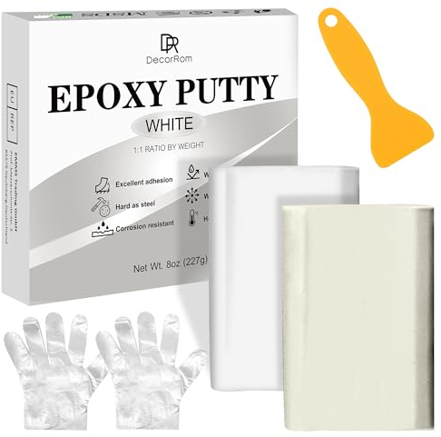 Epoxidharz Knete - Epoxid Knetmasse Reparaturset für Unterwasser & Trocken, Reparaturknete zum Abdichten von Lecks, Rissen, Füllen & Modellieren auf Metall, Fliesen, Holz, Keramik (Weiß, 8oz / 227g)