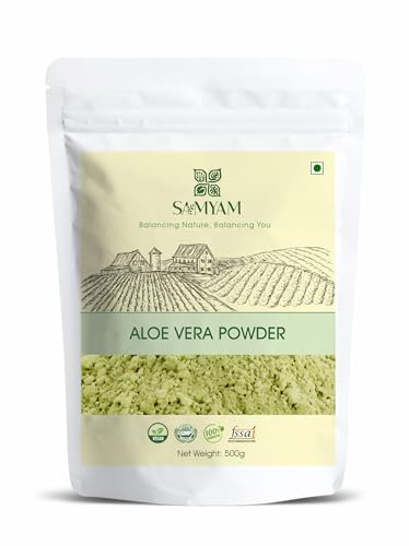 SAMYAM Aloe Vera Leaves Powder (Aloe barbadensis) - 500g Pack | Skin Soother from Leaves