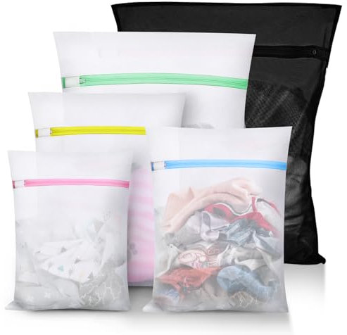 Sacchetti lavatrice biancheria, 5-Set sacchetti rete biancheria, Retina borse per lavatrice, Sacchetto lavanderia Laundry Bag, Maglieria, Scarpe, Reggiseno, Intima, Vestiti per Bambini(colore)