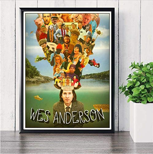 Wes Anderson Personnages du film Affiches et impressions d'art mural Décoration murale Peinture sur toile pour salon Décoration d'intérieur Sans cadre 40 x 60 cm Sans Farme