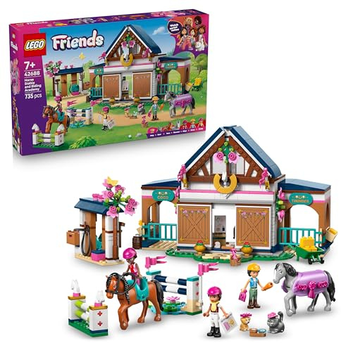 LEGO Friends Horse Stable and Riding Academy - Educational Toy Animal Playset w/ 3 Mini Dolls, 2 Horse Figures, a Puppy & Grooming Accessories - Birthday Gift for 7+ Year Old Girls - 42688