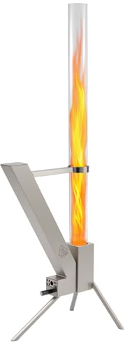 Youyijia Feuerrohr Edelstahl, Feuersäule Outdoor, Feuerrohr Pelletfackel, Dekorativer Terrassenofen – Raketenofen für Camping, Garten, Terrasse (Silber)