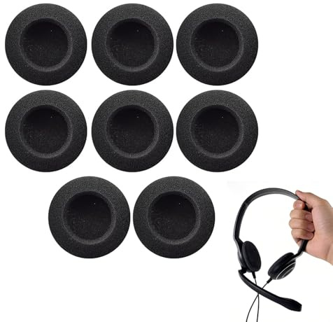 8 Pezzi Cuscinetti Auricolari Universali in Spugna – Copri Auricolari Neri da 60mm, Morbidi e Comodi, Compatibili con Cuffie Over-Ear