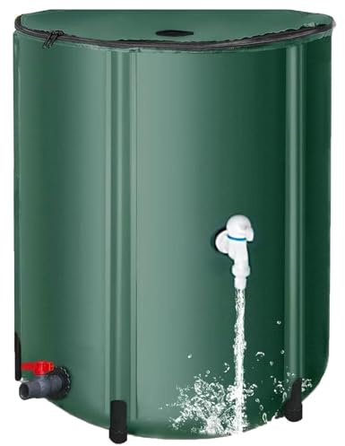 Barril De Lluvia Plegable,Tanque De Almacenamiento De Agua Portátil con Soporte Y Grifo,Sistema De Recolección De Agua De Lluvia De Jardín De PVC,Diseño A Prueba De Fugas(Green,160L)