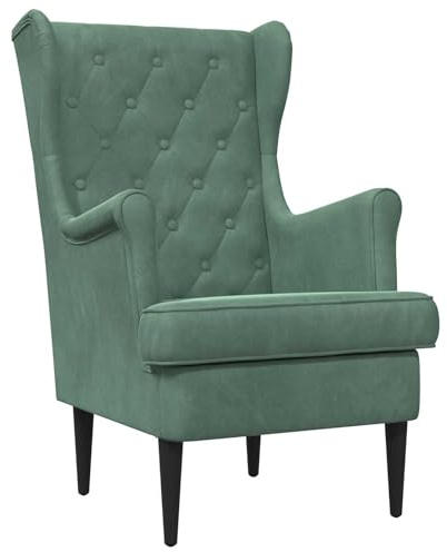 mzdioop Sea Green Velvet Armchair with Metal and Wooden Frame 65 x 79 x 100 cm, Removable Cushion, Lounge Wing Chair with Comfortable Padding for Living Room, Bedroom, Office