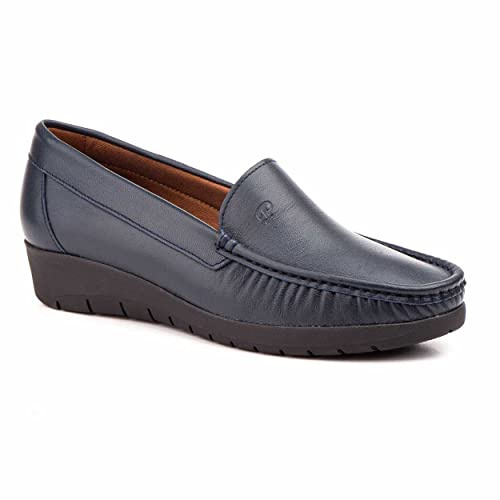 Mocasines para Mujer de Piel cómodos Zapatos clásicos de Vestir y Casual Zapatillas 24 Horas señora Calzado de Verano e Invierno Tipo Penny en Gamuza