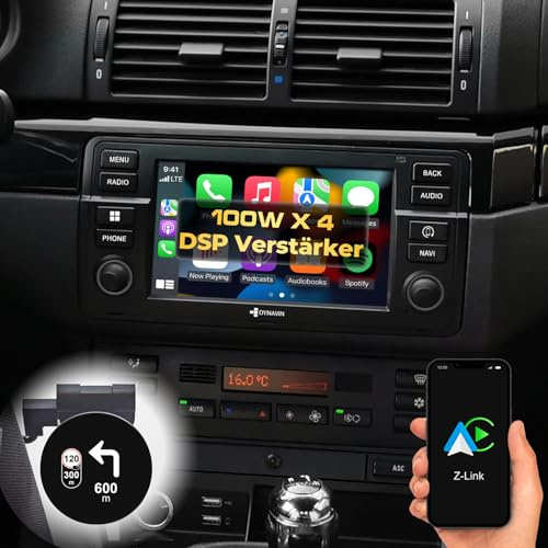 Dynavin Dynavin Android Authoradio Navi för BMW 3 -serien E46, med 4 * 100W DSP -förstärkare | Dab+ radio; Kompatibel med trådlös CarPlay och Android Auto: D8-E46 Premium Flex
