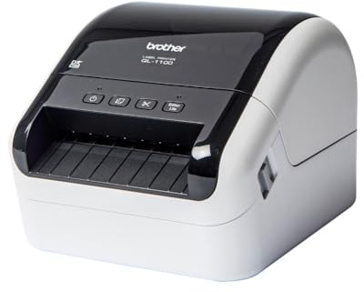 Brother QL1100C | Stampante per Etichette | Collegabile a PC | Interfaccia USB | senza Wi-Fi | Fino a 110mm/sec | Rotoli DK fino a 101,6 mm (4) | Stampa in Nero su Bianco