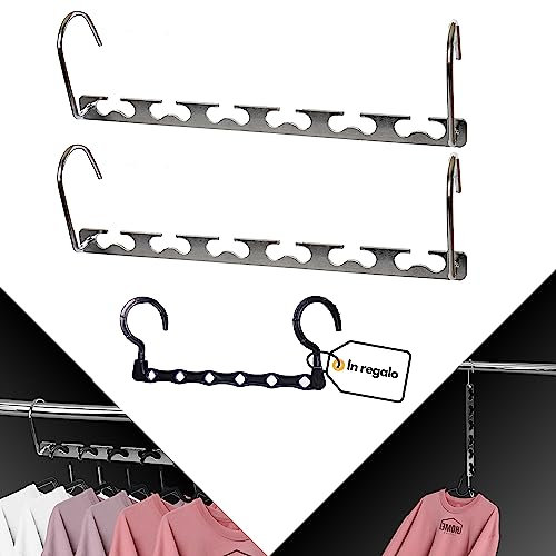 HOME LOVING Grucce Salvaspazio In Metallo. Set di 2 Magici Appendiabiti Salvaspazio Da 6 Capi Ciascuno