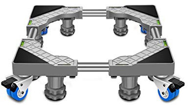 Verstellbare mobile Waschmaschinenbasis, 4 Räder, 4/8 Beine, Länge/Breite 45–65 cm, Trockner- und Kühlschrankwagen, multifunktionale Klimaanlagenbasis, Antivibrationsmatte – 350 kg (weiß, 4 Beine