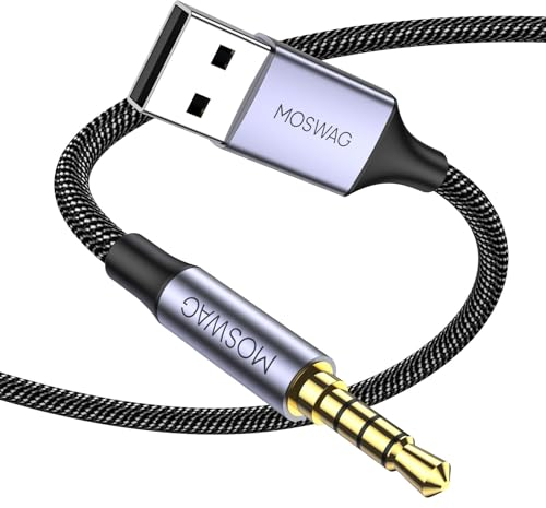 MOSWAG Cable USB a Jack de 3,5 mm (3M), USB 2.0 Macho a Conector AUX Macho de 3,5 mm, Compatible con Auriculares Inalámbricos Beats by Dre Studio/Solo (No Aplicable Para la Recarga)