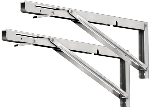 Klappkonsole Schwerlast 350 mm, LSK Klappwinkel 90 Grad Silber 2 PCS Edelstahl Klappregalhalterungen Klappscharnier für Klapptisch Wandmontage Wandtisch Klappbar Wandregal Tragkraft 100KG