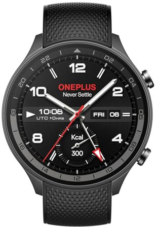 OnePlus Watch 2R mit Wear OS 4 von Google, Snapdragon W5 Chipsatz, bis zu 100 Stunden Akkulaufzeit, 3,6 cm AMOLED-Display, 100+ Sportmodus, Dual-Frequenz-GPS, 5 ATM, IP68 und BT-Anrufe, Gunmetal Grey