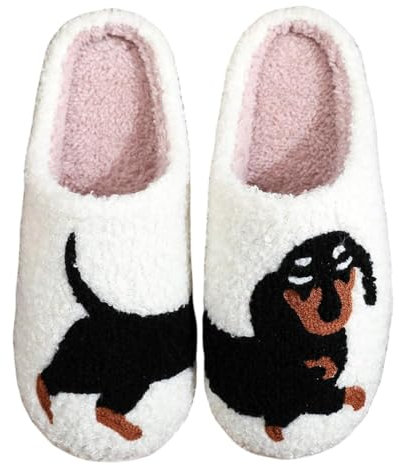 bolukets Damen Herren Hausschuhe Winter Warme Lustig Plüsch Hausschuhe Flauschige Tier Pantoffeln Flaumig Slippers für Outdoor/Indoor Dackel 40-41