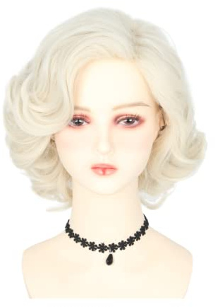 LeMarnia Damen Beige Kurz Lockig Synthetische Perücke Halloween Kostüme Perücke