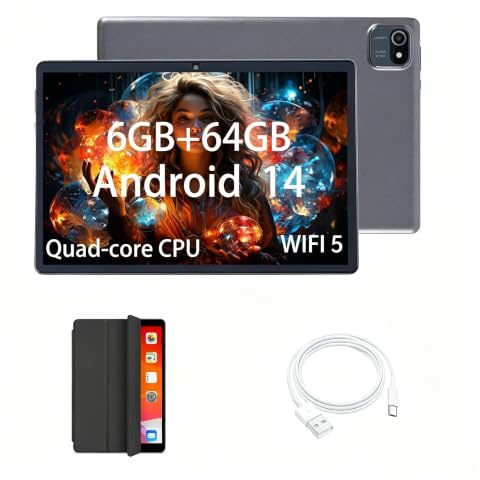 redbeat Gaming Tablet Android 14 surfplattor 10 tum, A5 fyrkärnig processor, 6 GB RAM 64 GB ROM 1 TB expandering, 1280 x 800 HD LCD-pekskärm, dubbelkamera, WiFi 6.0, Bluetooth 5.0, 6 000 mAh batteri
