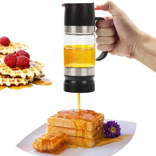 315 ml Dispensador de Miel Antigoteo, Tarro para Miel de 10,65oz, Tipo Prensa, Transparente Botella De Miel con Mango, Dispensador Miel para Guardar Miel y Jarabe