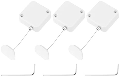 QUARKZMAN 100cm Lucchetto Cavo Scomparsa con Toppa Adesiva Arco Blocco di Sicurezza a Distanza con Cordino Regolabile Antifurto per Laptop TV, 600g, Bianco, 3 Confezioni