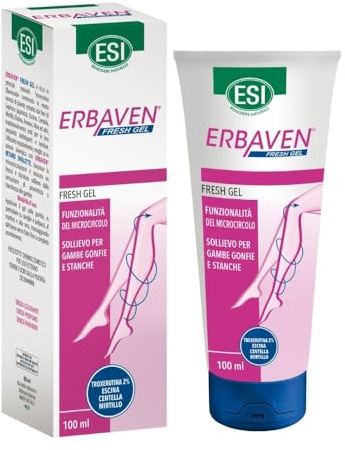 ESI, Erbaven Fresh fuktgivande gel för trötta och svullna ben, uppfriskande och uppfriskande, troxerutin, Escin, Centella, Blåbär och Aloe, främjar mikrocirkulationens funktion, 100 ml