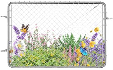 VEVOR Portillon de Jardin, 183x122 cm, Porte de Clôture à Mailles Losangées Réglable, Portail de Clôture en Acier Galvanisé Résistant à la Rouille, Installation Facile, pour Ferme, Poteaux Non Inclus