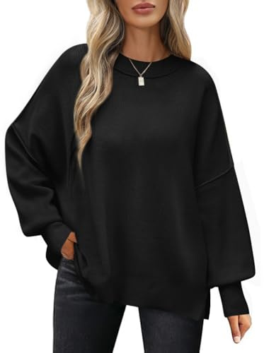 PASUDA Maglione Donna Invernale Oversize Maglioni Girocollo Lavorato Pullover Elegante Maglia Sweater Casual Caldo Maglioncino Moda Maniche Lunghe Tops per Autunno Inverno
