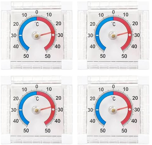INNAL 4 Pezzi Termometri per Finestre Termometri Adesivi per Porte e Finestre Intervallo di Temperatura da -50°C a +50°C Autoadesivo Termometro da Finestra Termometro Interno Esterno