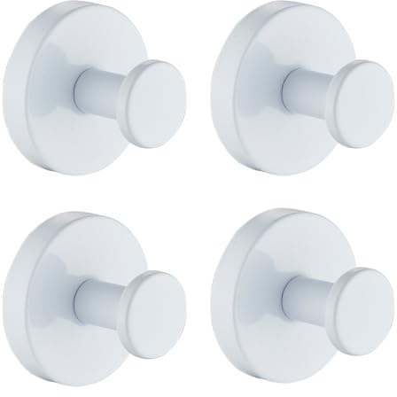 Fpohiuy Suction Cup Hooks for Shower, Wreath Hangers for Front Door, Glass Door & Window - Strong Towel, Bath Robe, Loofah Hook Holder for Hanging up to 15 lbs - Waterproof (White, 4 Pack)