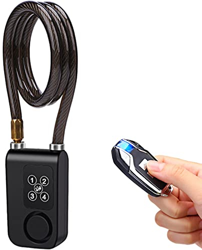 WSDCAM Fahrradschloss-Alarm mit Fernbedienung, universelles Sicherheitsalarmschloss, Diebstahlschutz, Vibrationsalarm für Fahrrad, Motorrad, Tür, Torschloss, 110 dB, 80 cm Kabellänge, IP55