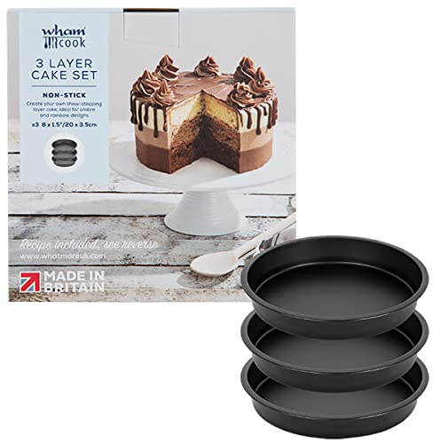 Wham Juego de pastel arcoíris de 3 capas, 20 cm x 3,5 cm cada capa