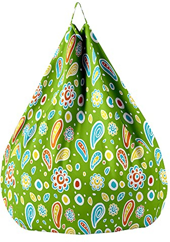 Treer Bean Bag Covers Without Filling, Ultra Soft Cotton Linen Beanbag Chair Cover for Kids Adult, 3d Boho Style Zipper Bean Bag Chair Sofa Cover - Stuffed Toys Storage (green paisley,80x90cm)