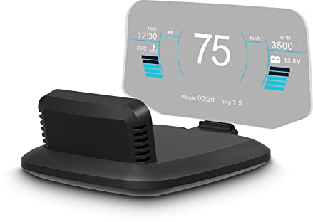AMROOLOO Dual System Car Head-up Display, Shows Multiple Functions, GPS Speedometer,Head up Display Auto, OBD In-Car Dashboard, with Multiple Prompt Functions, Suitable for All Cars