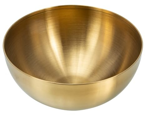 Healeved Bol à salade en acier inoxydable doré, bol de service multifonction pour fruits, ramen, pâtes, barbecue, 15 cm, incassable et réutilisable
