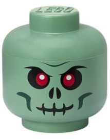 Room Copenhagen Storage Head Small - Green Skeleton - Polypropylene LEGO Storage Box with Lid for Kids' Toy Storage Stackable Organizer and Fun Storage Solution
