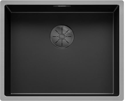 BLANCO CLARON 500-U Dark Steel Edition | Edelstahl Spüle | Einbauart: Unterbau | für 60 cm breite Unterschränke | Widerstandsfähig gegenüber Kratzern | Großes Beckenvolumen | [54x44x19,9 cm]